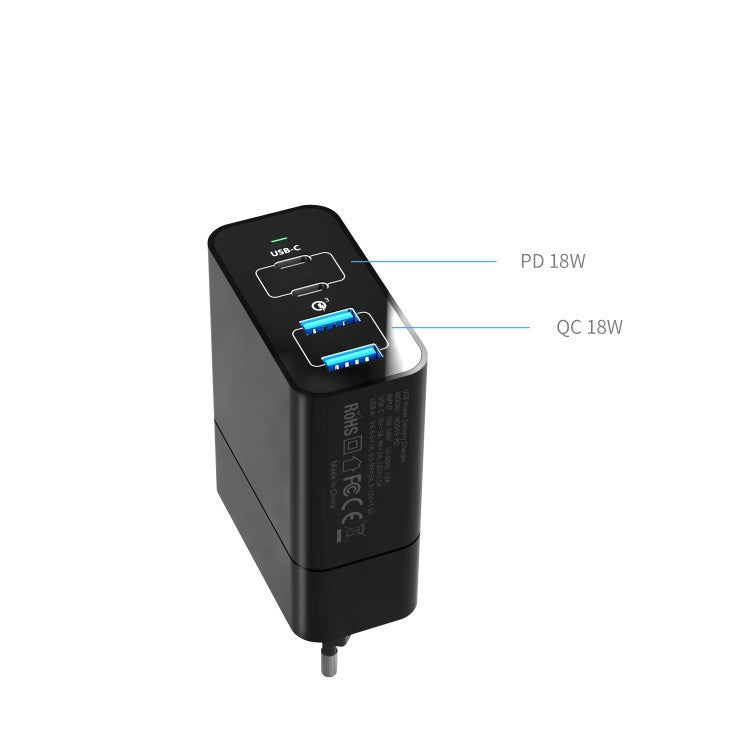KTX-051731 Dual Port USB-C Charger with 48W Power Delivery, Compact Design, 100-240V Input