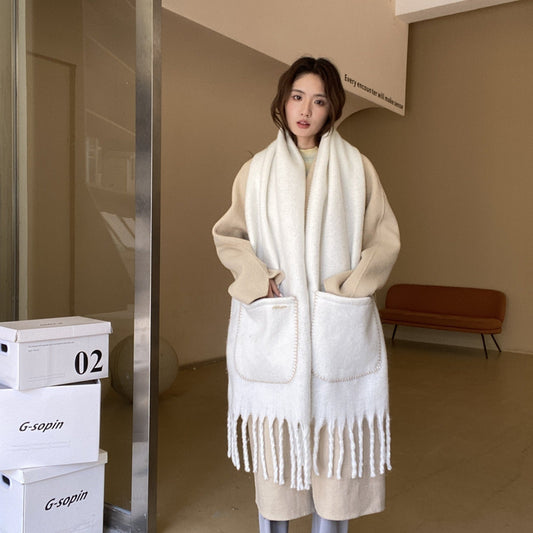 KTX-052243 Winter Women's Lycra Pocket Scarf - Soft Spandex, Warm and Stylish