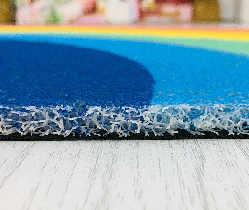 KTX-053907 Rainbow Semicircle Thickened PVC Floor Mat for Bathroom and Living Spaces