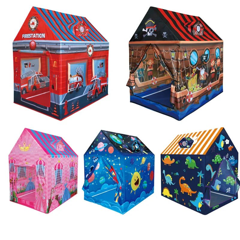 KTX-054227 Foldable Waterproof Playhouse Tent for Kids - Cartoon Universe Space Design, Large Play Area