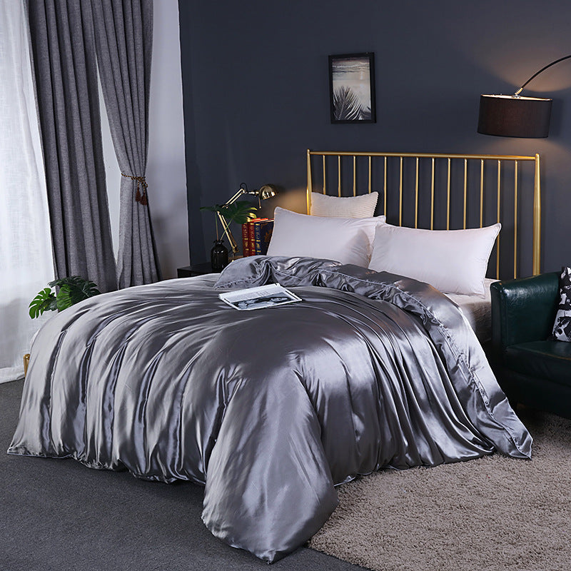 KTX-054291 Silky Polyester Bedding Ice Silk Quilt Cover - Modern Design, Multiple Sizes Available