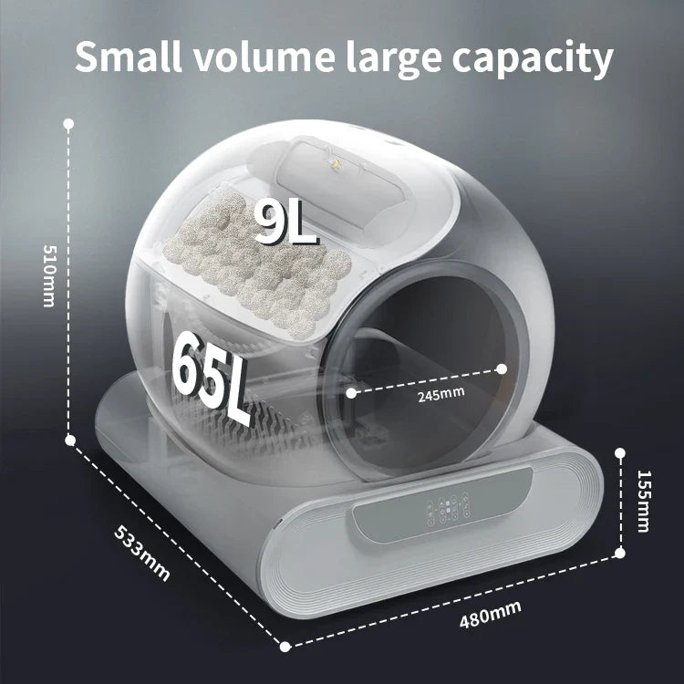 KTX-054419 Smart Automatic Self-Cleaning Cat Litter Box with APP Control and Odor Control, Large Capacity 65L