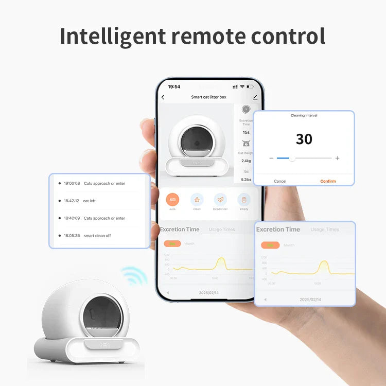 KTX-054419 Smart Automatic Self-Cleaning Cat Litter Box with APP Control and Odor Control, Large Capacity 65L