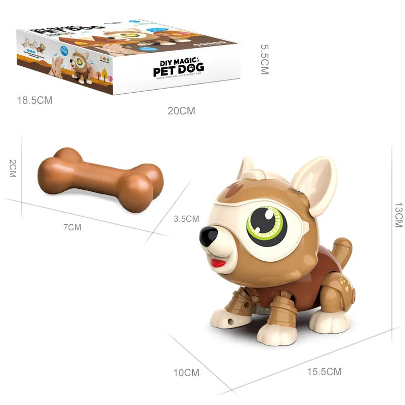 KTX-055379 DIY Self-Assembly Voice Control Robot Dog - Interactive Touch Sensing Puppy Toy for Ages 5 and Up