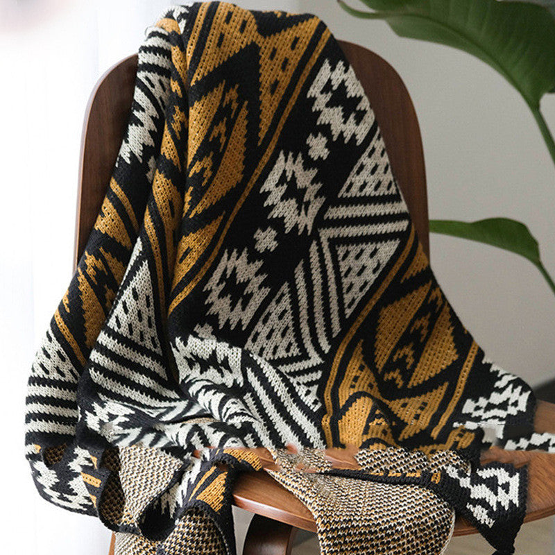 KTX-055443 Cozy Cartoon Pumpkin Carriage Knitting Blanket – Acrylic Sofa Cover for Spring and Autumn