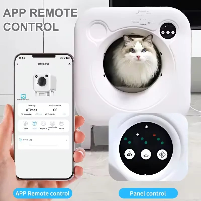 KTX-055571 Automatic Self-Cleaning Cat Litter Box with 68L Capacity - Durable Eco-Friendly Plastic Design