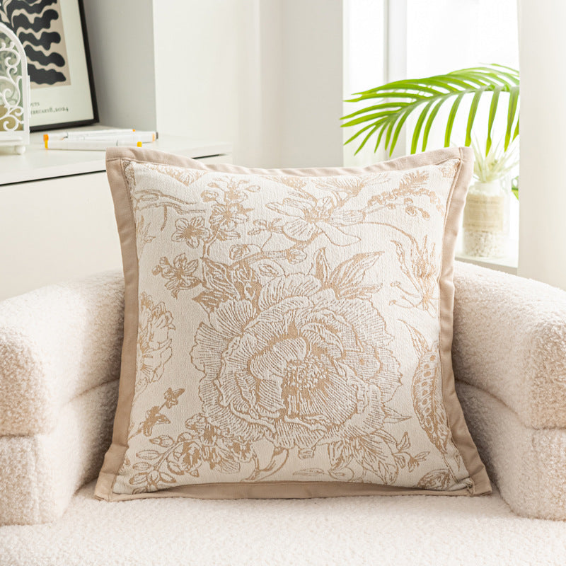 KTX-056083 Nordic Style Flower Chenille Cushion Cover - 45x45cm, Available in Multiple Leaf Patterns and Colors