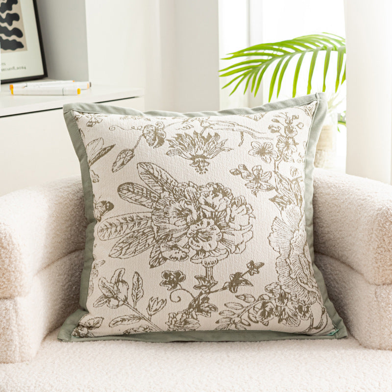 KTX-056083 Nordic Style Flower Chenille Cushion Cover - 45x45cm, Available in Multiple Leaf Patterns and Colors