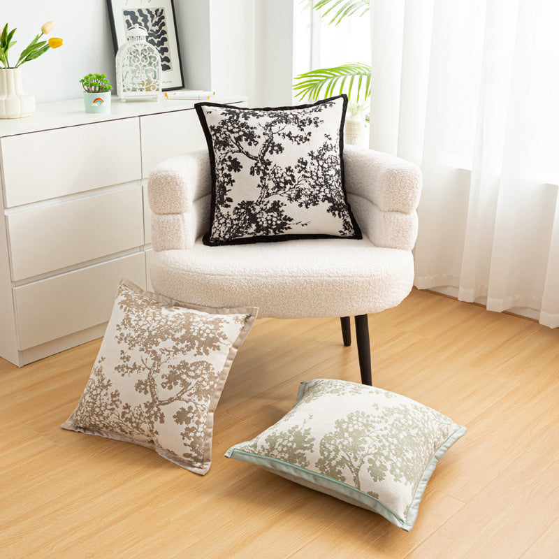KTX-056083 Nordic Style Flower Chenille Cushion Cover - 45x45cm, Available in Multiple Leaf Patterns and Colors