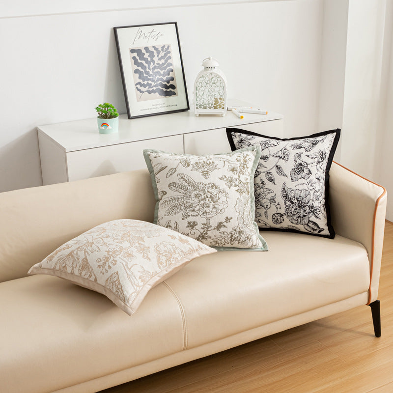 KTX-056083 Nordic Style Flower Chenille Cushion Cover - 45x45cm, Available in Multiple Leaf Patterns and Colors