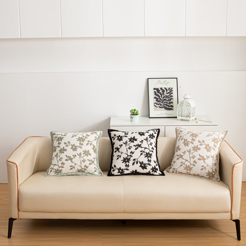 KTX-056083 Nordic Style Flower Chenille Cushion Cover - 45x45cm, Available in Multiple Leaf Patterns and Colors