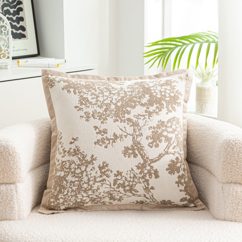 KTX-056083 Nordic Style Flower Chenille Cushion Cover - 45x45cm, Available in Multiple Leaf Patterns and Colors