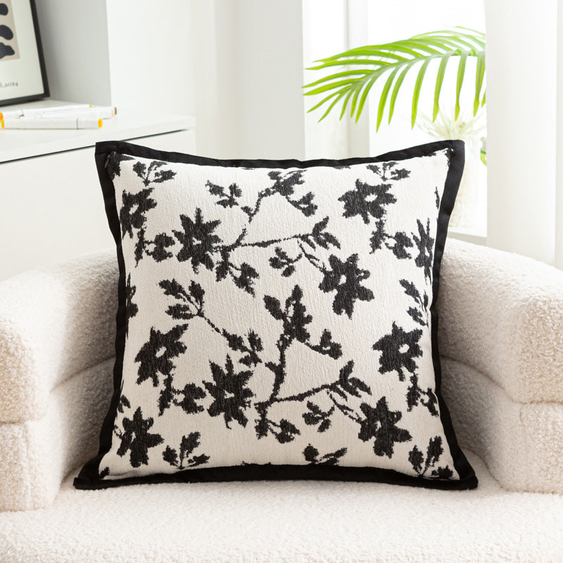 KTX-056083 Nordic Style Flower Chenille Cushion Cover - 45x45cm, Available in Multiple Leaf Patterns and Colors