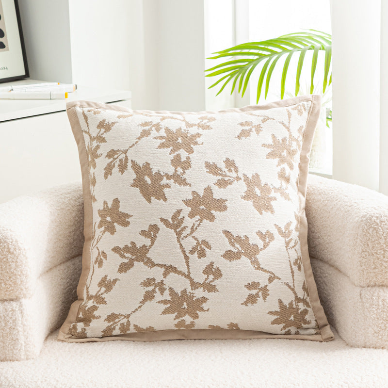 KTX-056083 Nordic Style Flower Chenille Cushion Cover - 45x45cm, Available in Multiple Leaf Patterns and Colors