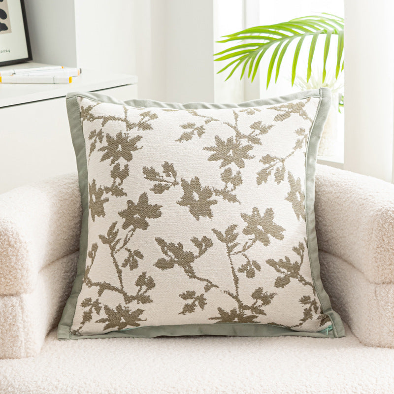 KTX-056083 Nordic Style Flower Chenille Cushion Cover - 45x45cm, Available in Multiple Leaf Patterns and Colors
