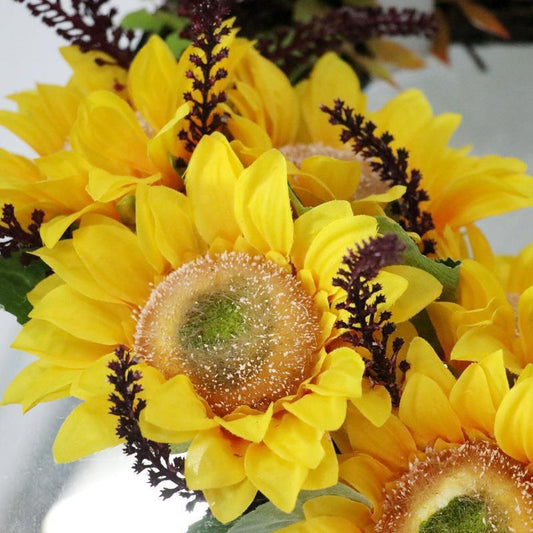 KTX-056211 Sunflower Artificial Silk Flower Wreath for Thanksgiving and Holiday Decor