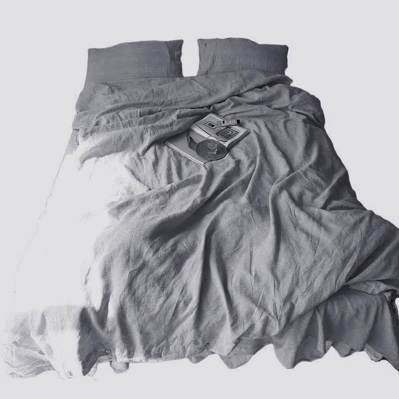 KTX-056275 Washed Linen Duvet Cover - Antibacterial and Sweat-Absorbent Gray Pure Linen Sheet