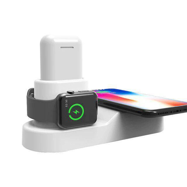 KTX-056339 3-in-1 Wireless Charger for Mobile Phones, Smartwatches, and Earbuds - Compatible with Qi-Enabled Devices