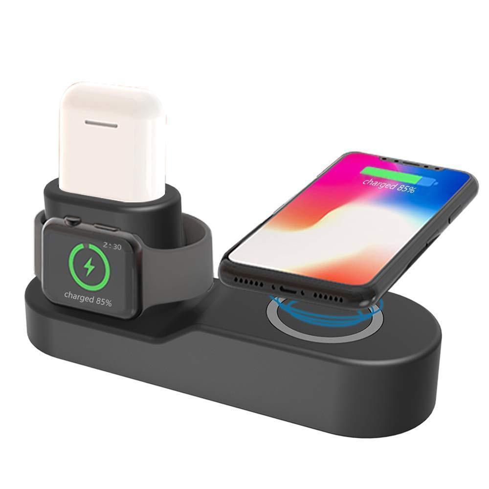 KTX-056339 3-in-1 Wireless Charger for Mobile Phones, Smartwatches, and Earbuds - Compatible with Qi-Enabled Devices