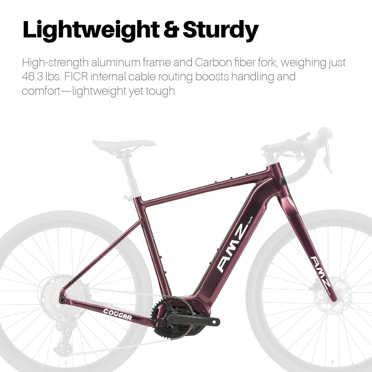 KTX-056979 500W Mid Motor Aluminum Alloy Frame Electric Gravel Bike with 12-Speed Gear and 48V 15Ah Battery