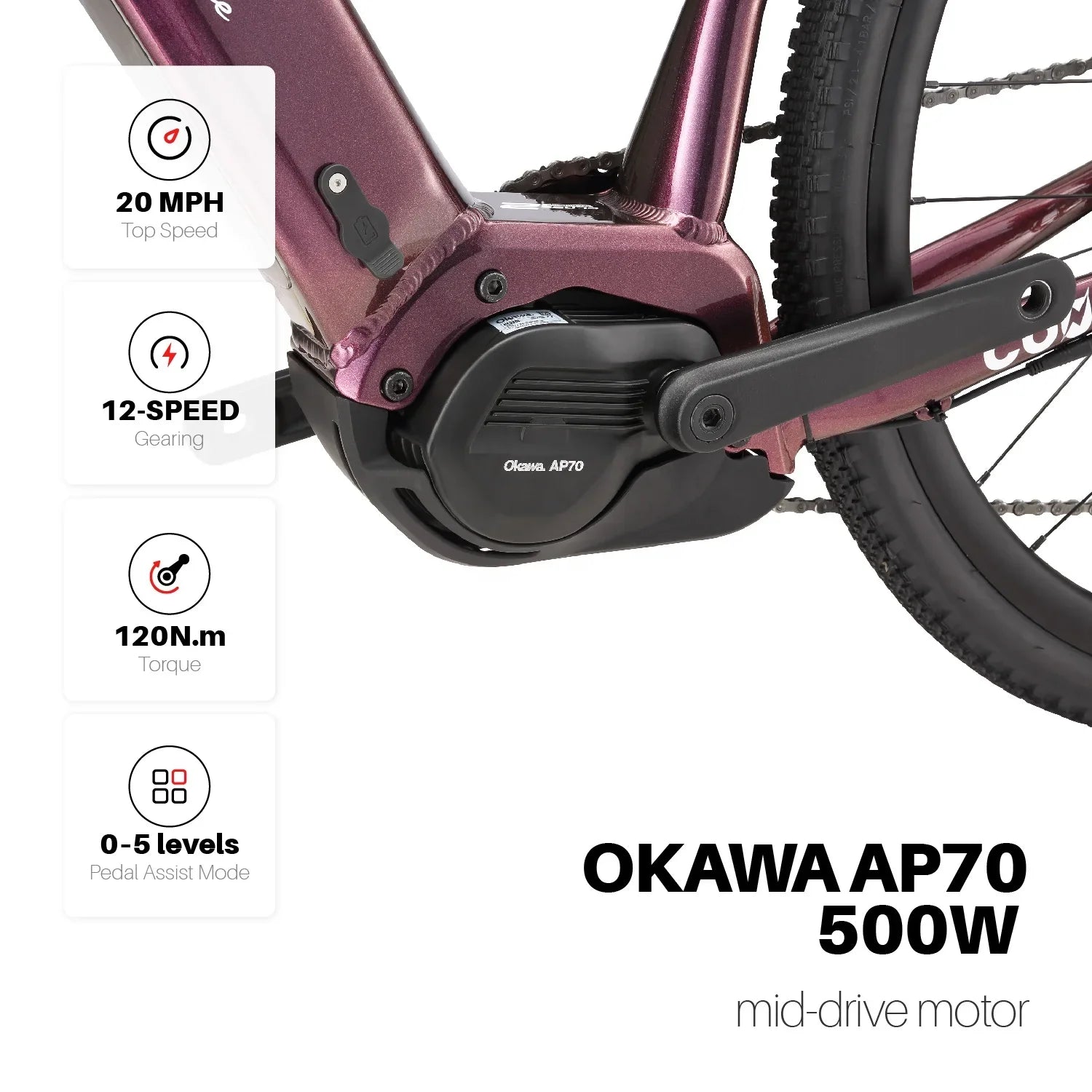 KTX-056979 500W Mid Motor Aluminum Alloy Frame Electric Gravel Bike with 12-Speed Gear and 48V 15Ah Battery