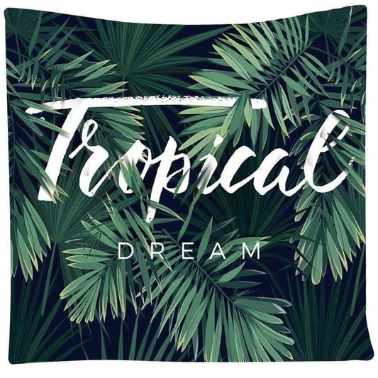 KTX-058131 Machine Washable Non-Woven Fabric Tapestry Wall Covering - Green Bottom Banana Leaf Design (95*73cm & 150*130cm)