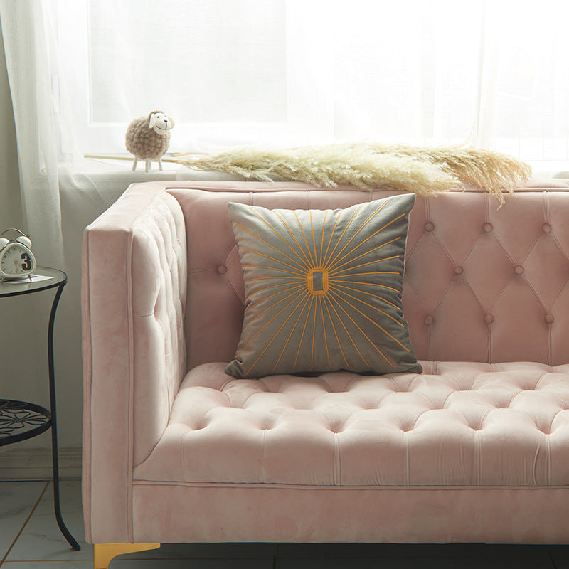 KTX-058387 Netherlands Velvet Gold Thread Embroidery Pillow Cover - 45x45cm in Multiple Colors