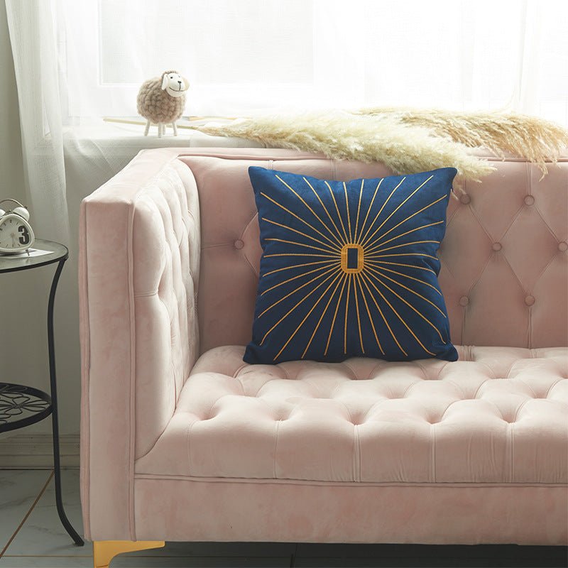 KTX-058387 Netherlands Velvet Gold Thread Embroidery Pillow Cover - 45x45cm in Multiple Colors