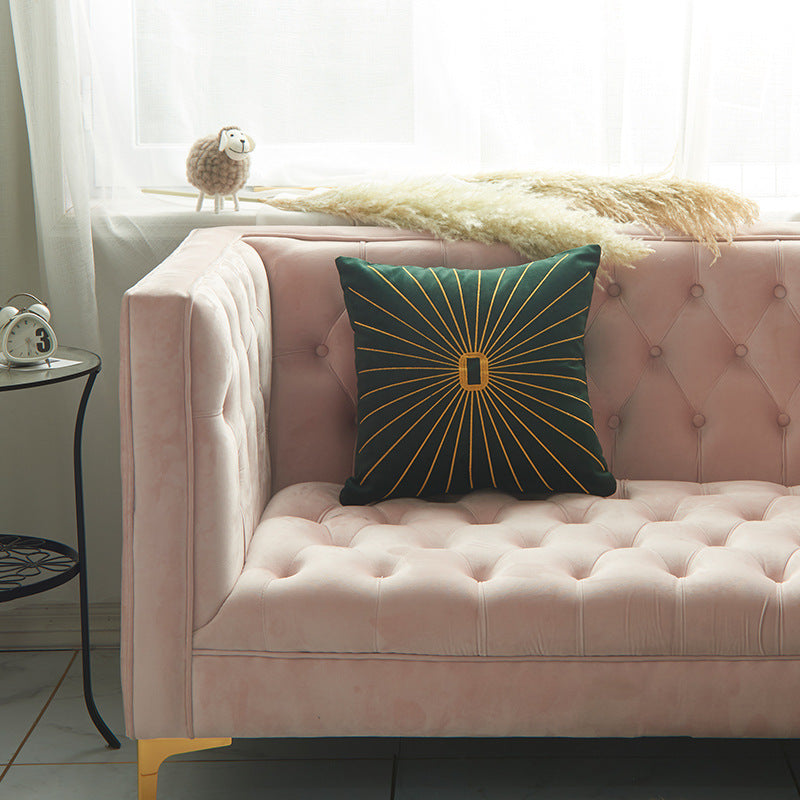 KTX-058387 Netherlands Velvet Gold Thread Embroidery Pillow Cover - 45x45cm in Multiple Colors