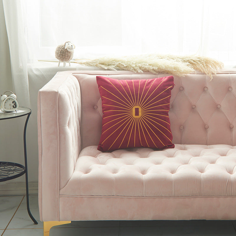 KTX-058387 Netherlands Velvet Gold Thread Embroidery Pillow Cover - 45x45cm in Multiple Colors