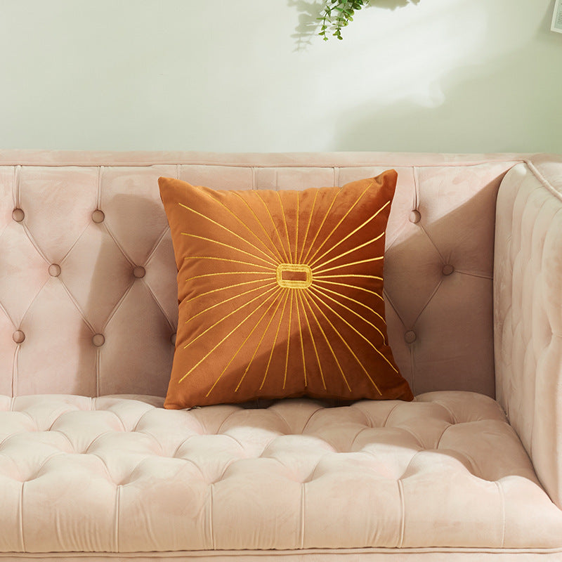 KTX-058387 Netherlands Velvet Gold Thread Embroidery Pillow Cover - 45x45cm in Multiple Colors