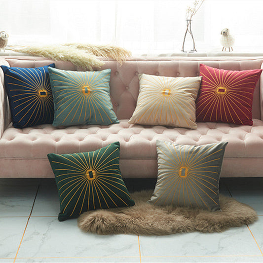 KTX-058387 Netherlands Velvet Gold Thread Embroidery Pillow Cover - 45x45cm in Multiple Colors