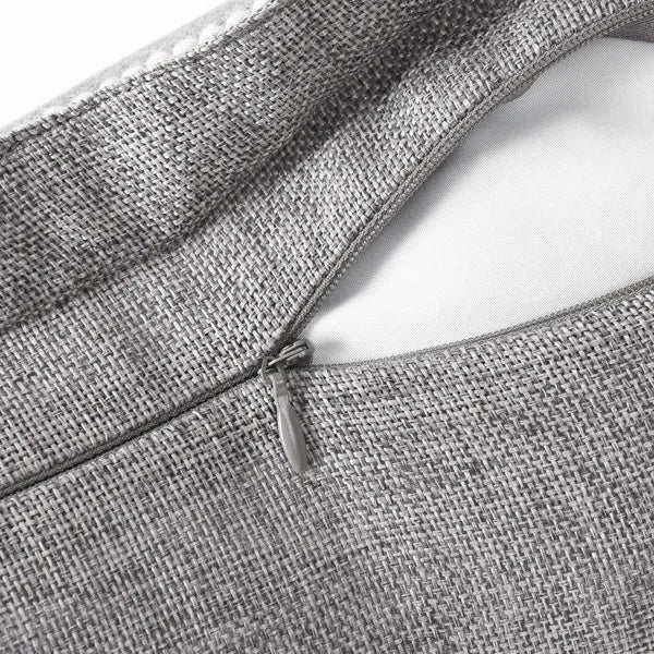 KTX-059539 Retro Linen Trimmed Pillowcases Set - Grey, 20X20 Inches, Machine Washable, 2 Pieces