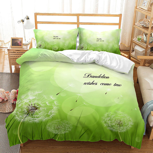 KTX-059731 Dandelion Cartoon Bedding Set in Soft Brushed Polyester, Multiple Sizes Available