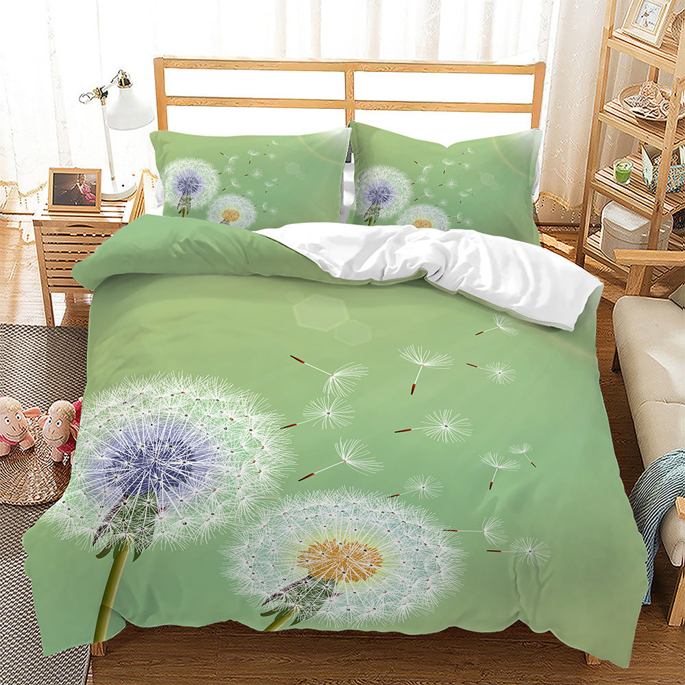 KTX-059731 Dandelion Cartoon Bedding Set in Soft Brushed Polyester, Multiple Sizes Available