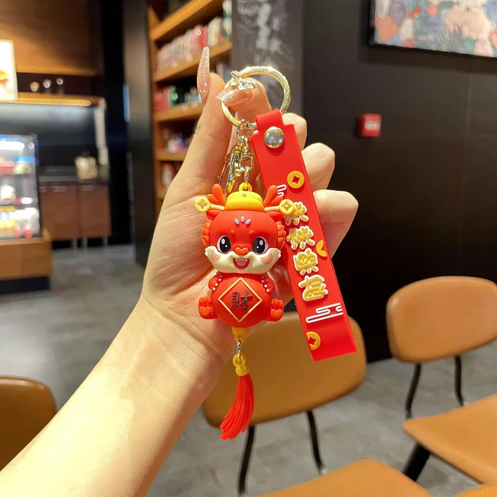 KTX-060563 Cute Dragon Keychain Pendant - 3D PVC Lion Dance Ornament for Keys