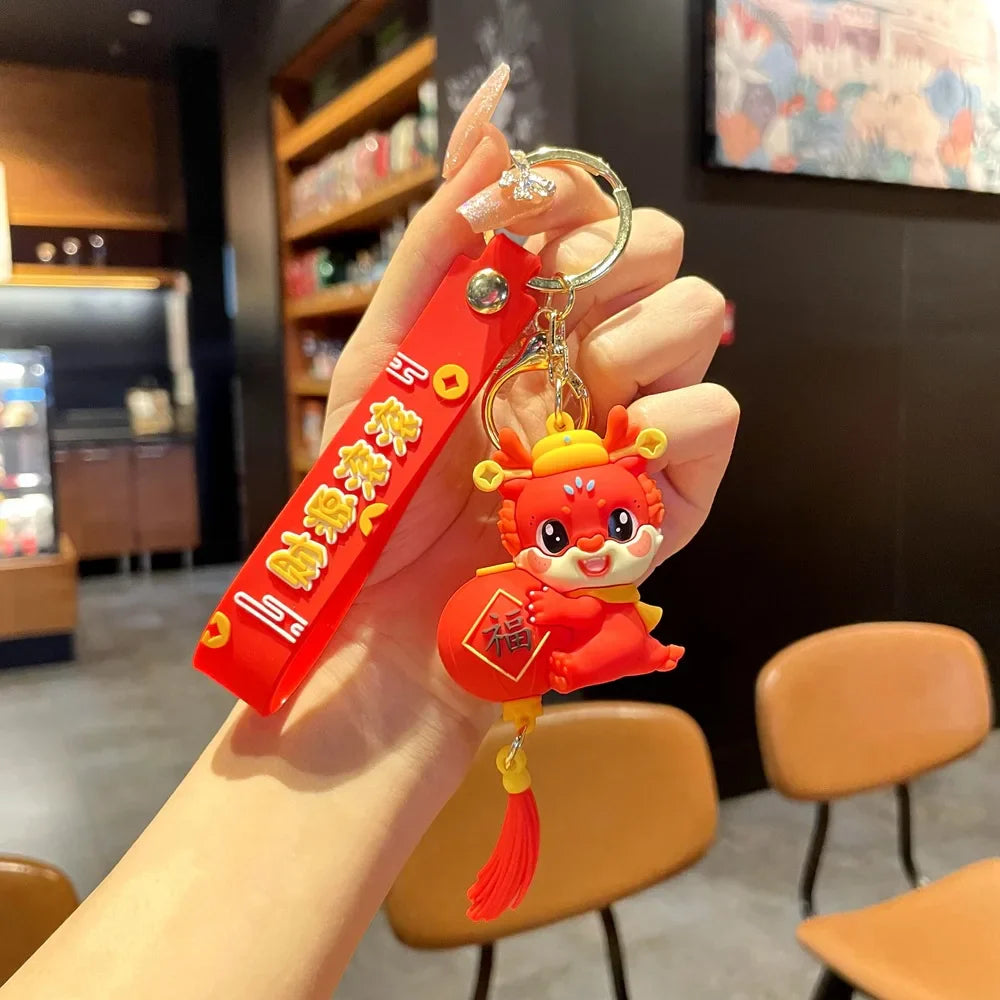 KTX-060563 Cute Dragon Keychain Pendant - 3D PVC Lion Dance Ornament for Keys