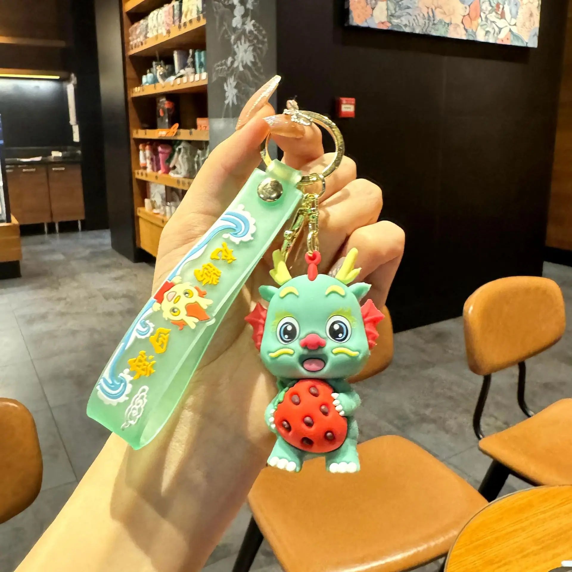 KTX-060563 Cute Dragon Keychain Pendant - 3D PVC Lion Dance Ornament for Keys