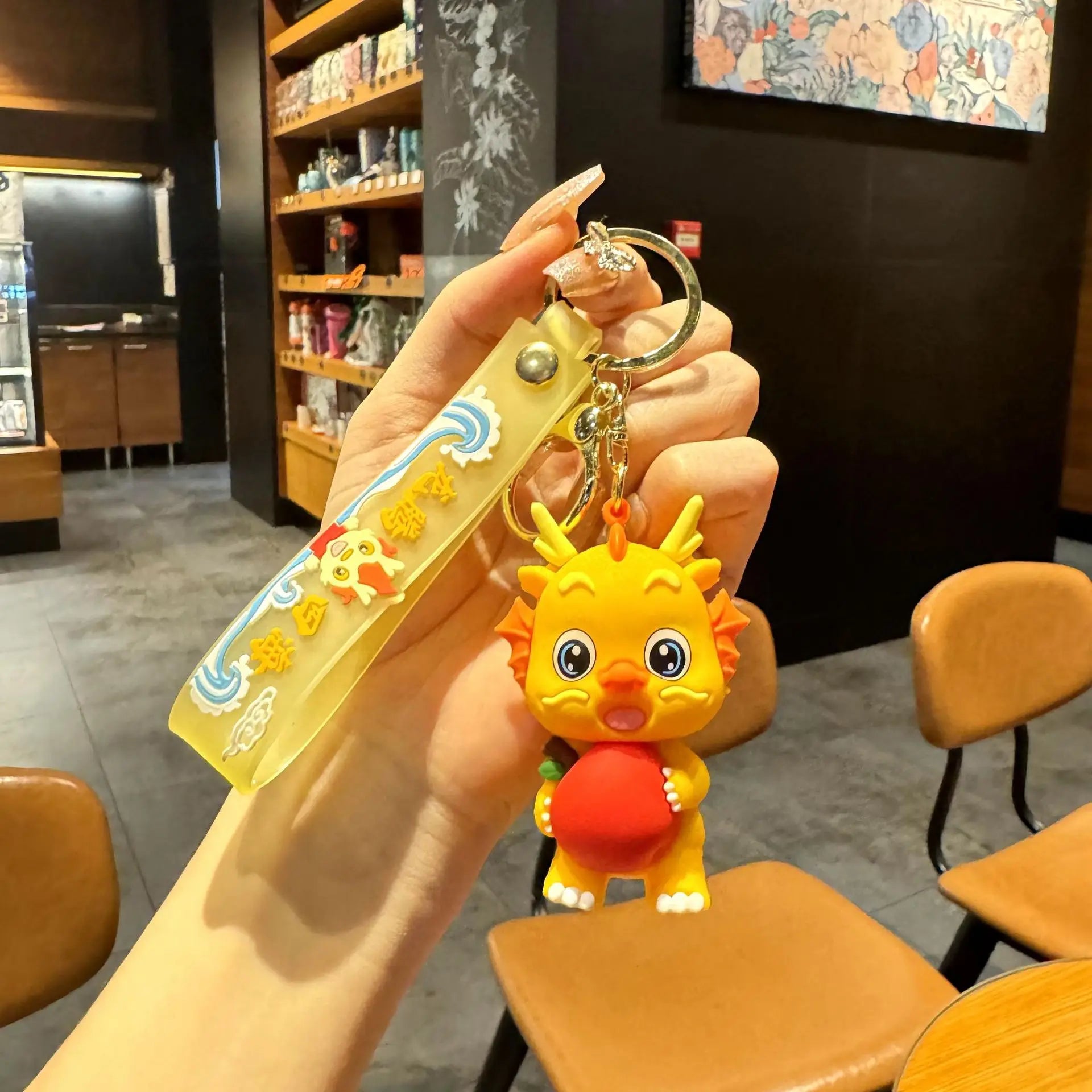 KTX-060563 Cute Dragon Keychain Pendant - 3D PVC Lion Dance Ornament for Keys