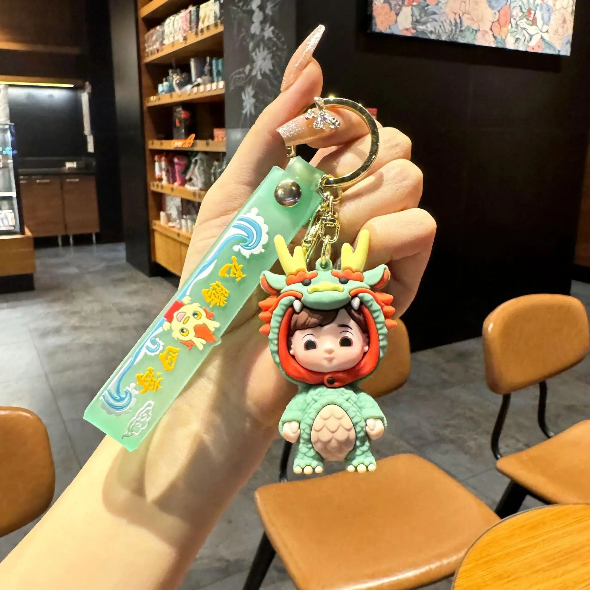 KTX-060563 Cute Dragon Keychain Pendant - 3D PVC Lion Dance Ornament for Keys