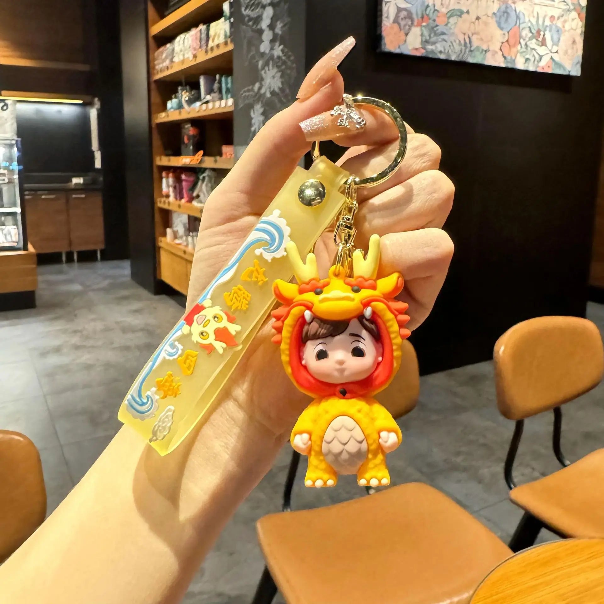 KTX-060563 Cute Dragon Keychain Pendant - 3D PVC Lion Dance Ornament for Keys