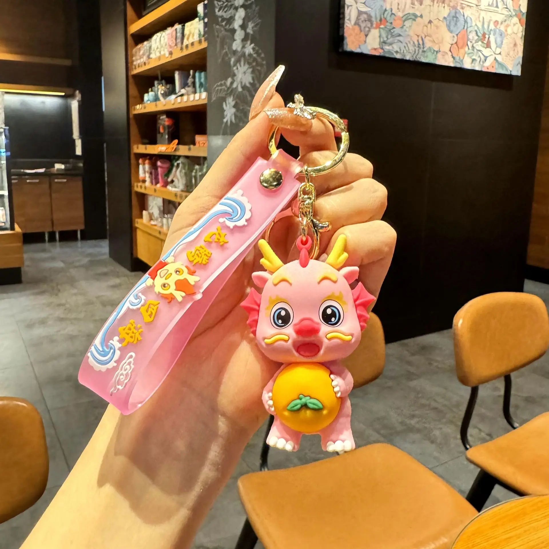 KTX-060563 Cute Dragon Keychain Pendant - 3D PVC Lion Dance Ornament for Keys