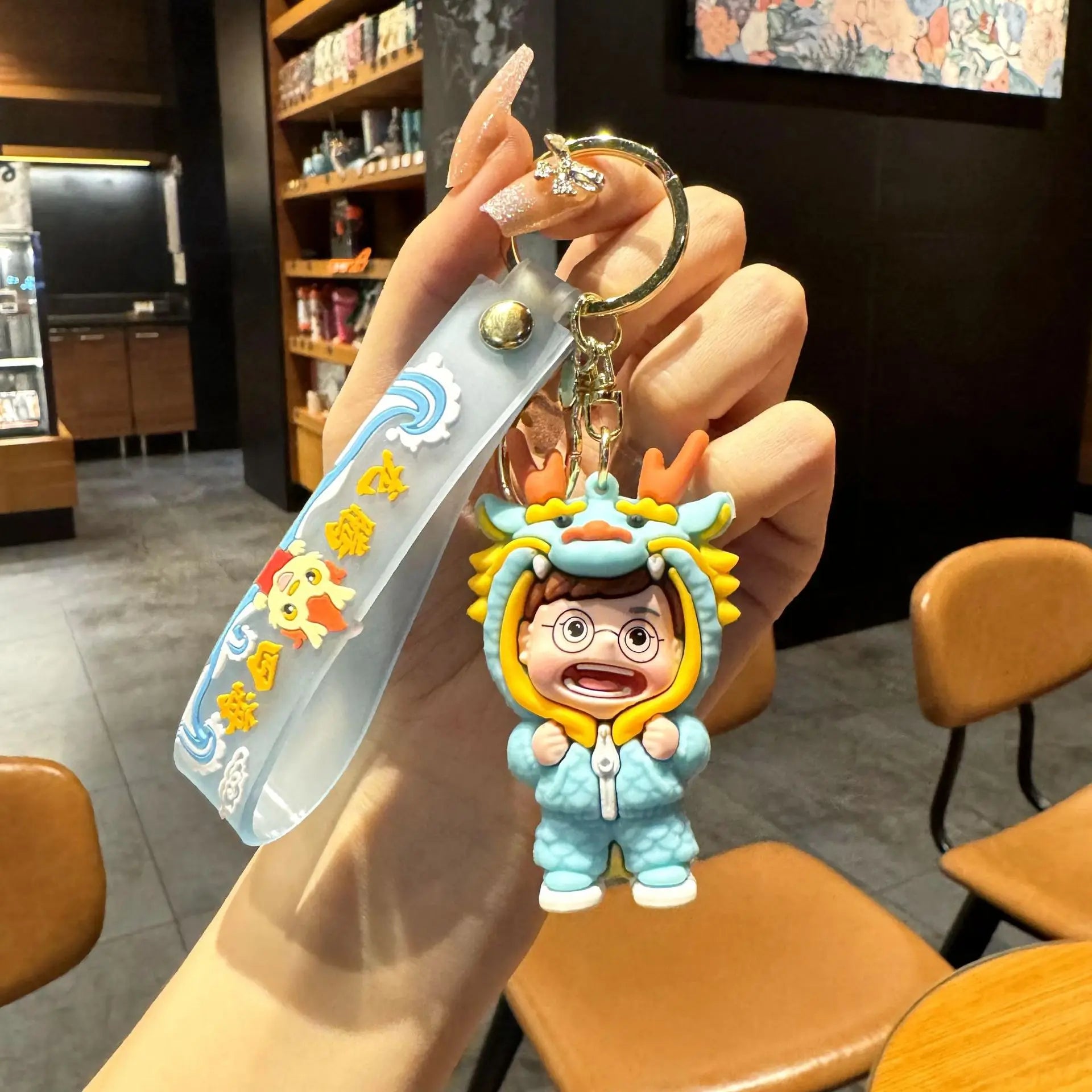 KTX-060563 Cute Dragon Keychain Pendant - 3D PVC Lion Dance Ornament for Keys