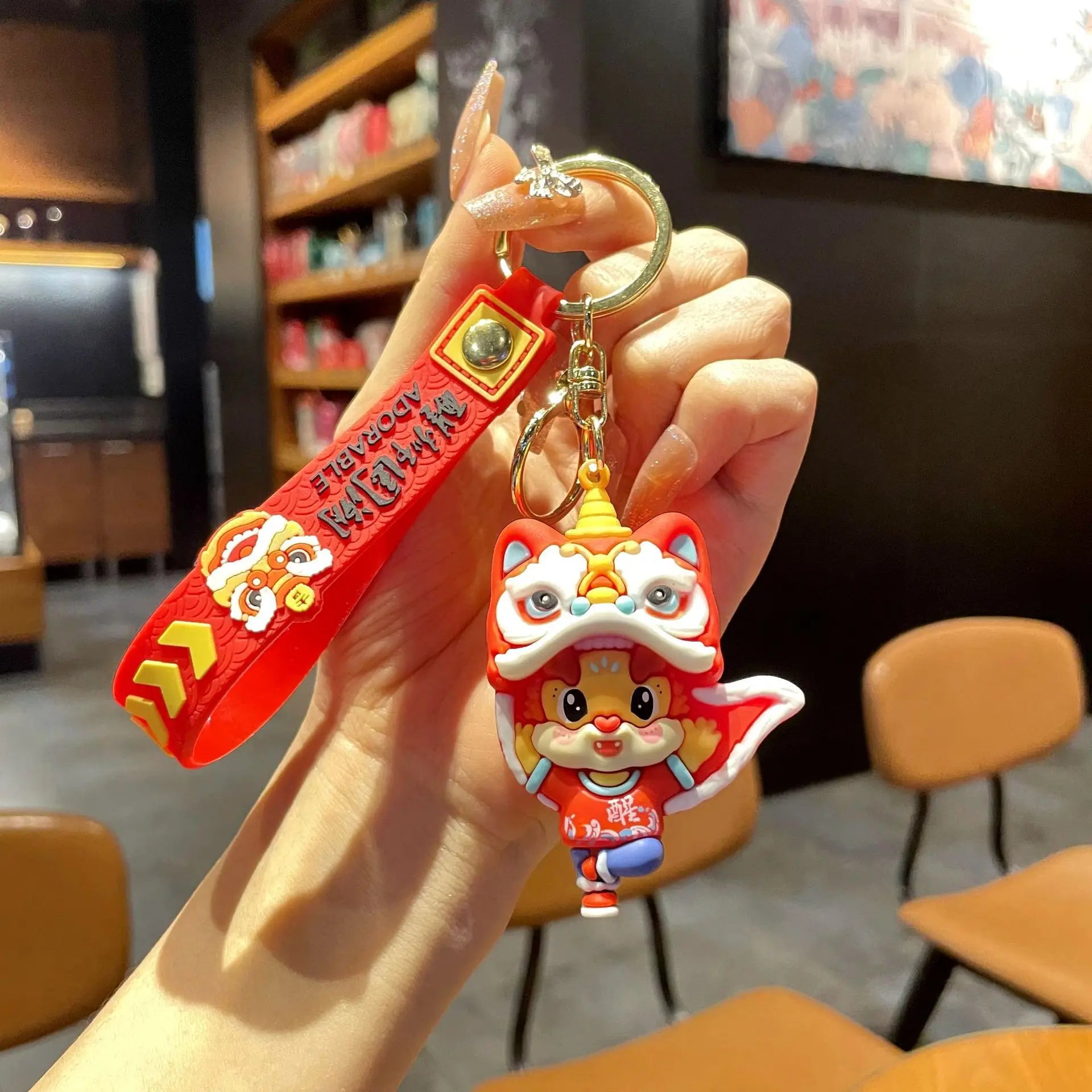 KTX-060563 Cute Dragon Keychain Pendant - 3D PVC Lion Dance Ornament for Keys