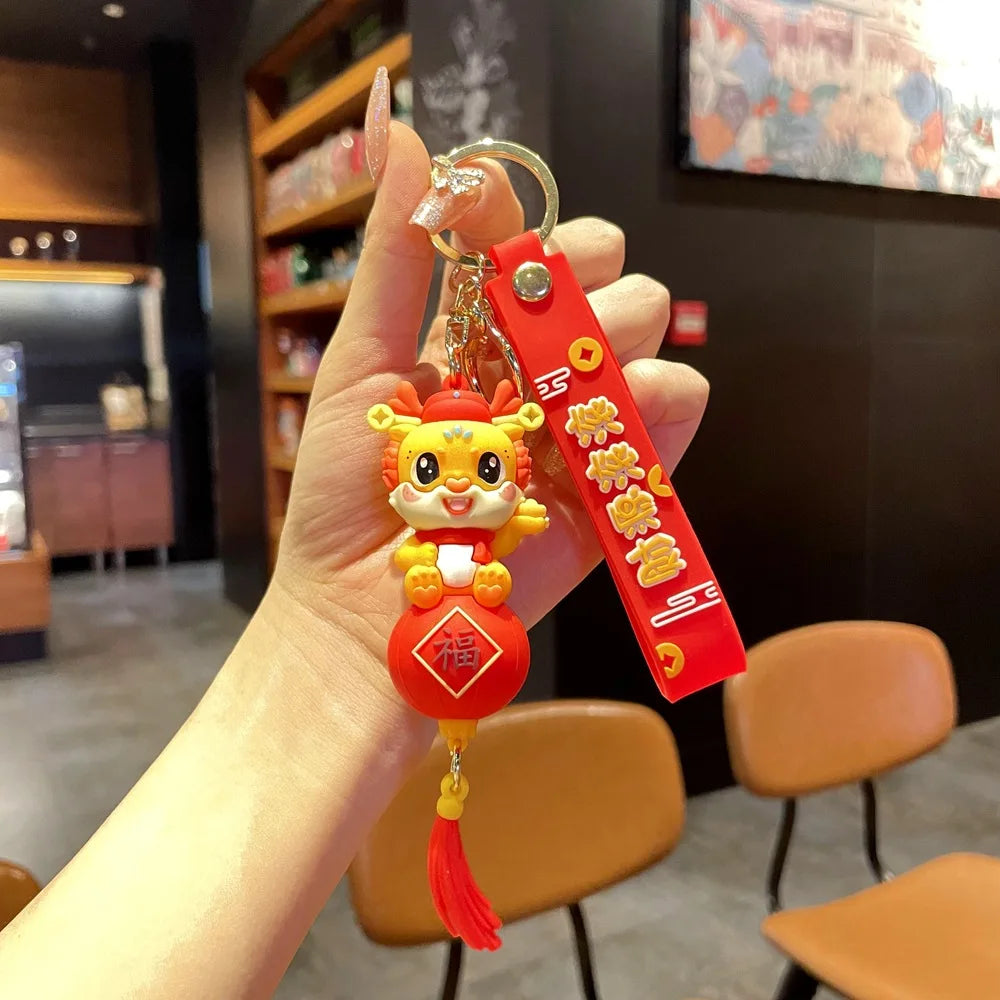 KTX-060563 Cute Dragon Keychain Pendant - 3D PVC Lion Dance Ornament for Keys