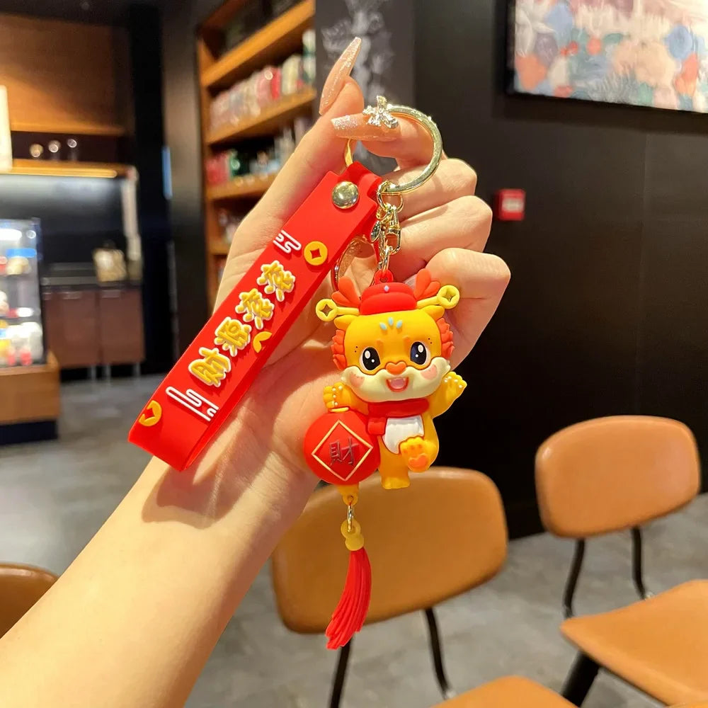 KTX-060563 Cute Dragon Keychain Pendant - 3D PVC Lion Dance Ornament for Keys