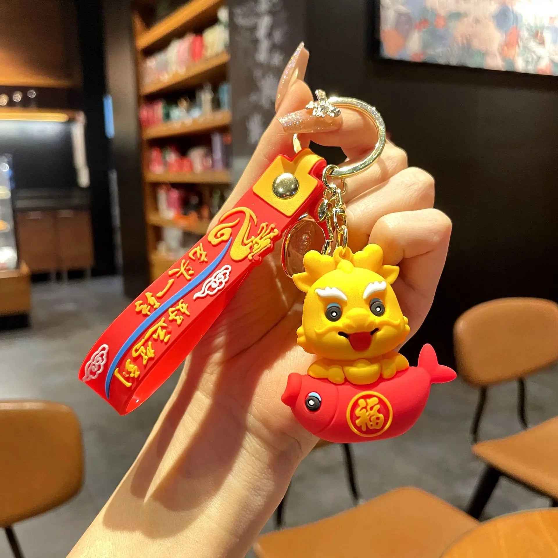 KTX-060563 Cute Dragon Keychain Pendant - 3D PVC Lion Dance Ornament for Keys
