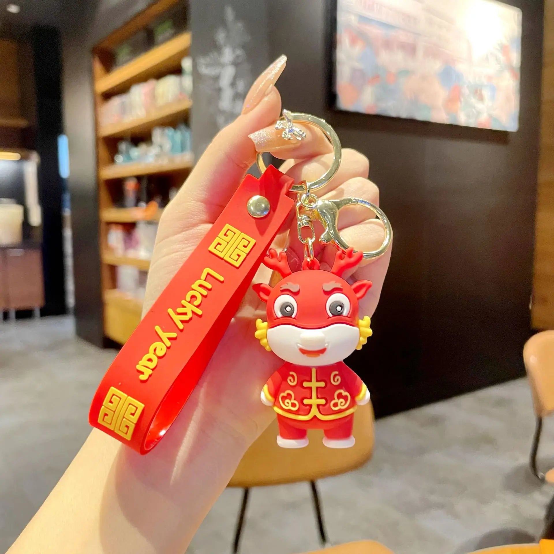 KTX-060563 Cute Dragon Keychain Pendant - 3D PVC Lion Dance Ornament for Keys