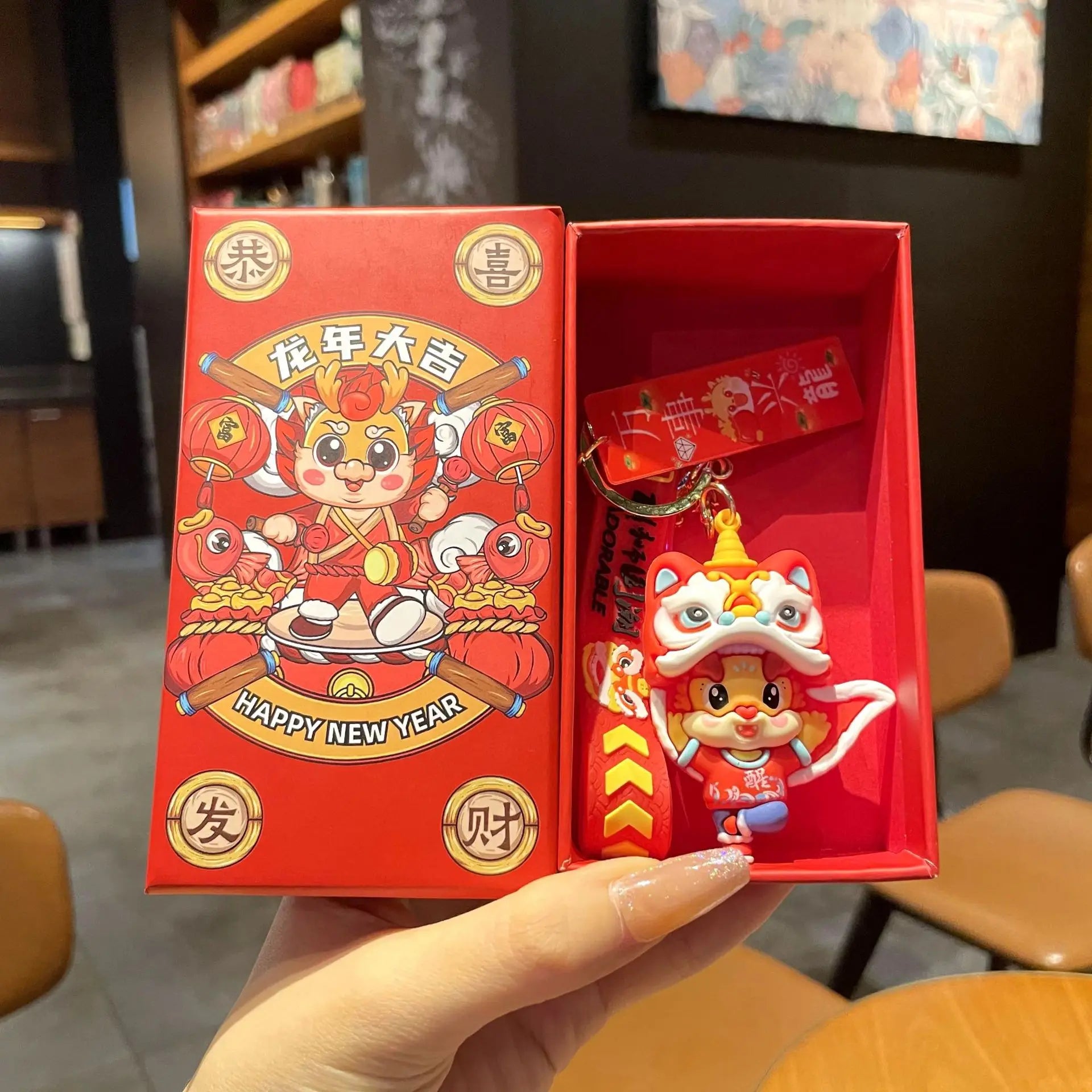 KTX-060563 Cute Dragon Keychain Pendant - 3D PVC Lion Dance Ornament for Keys