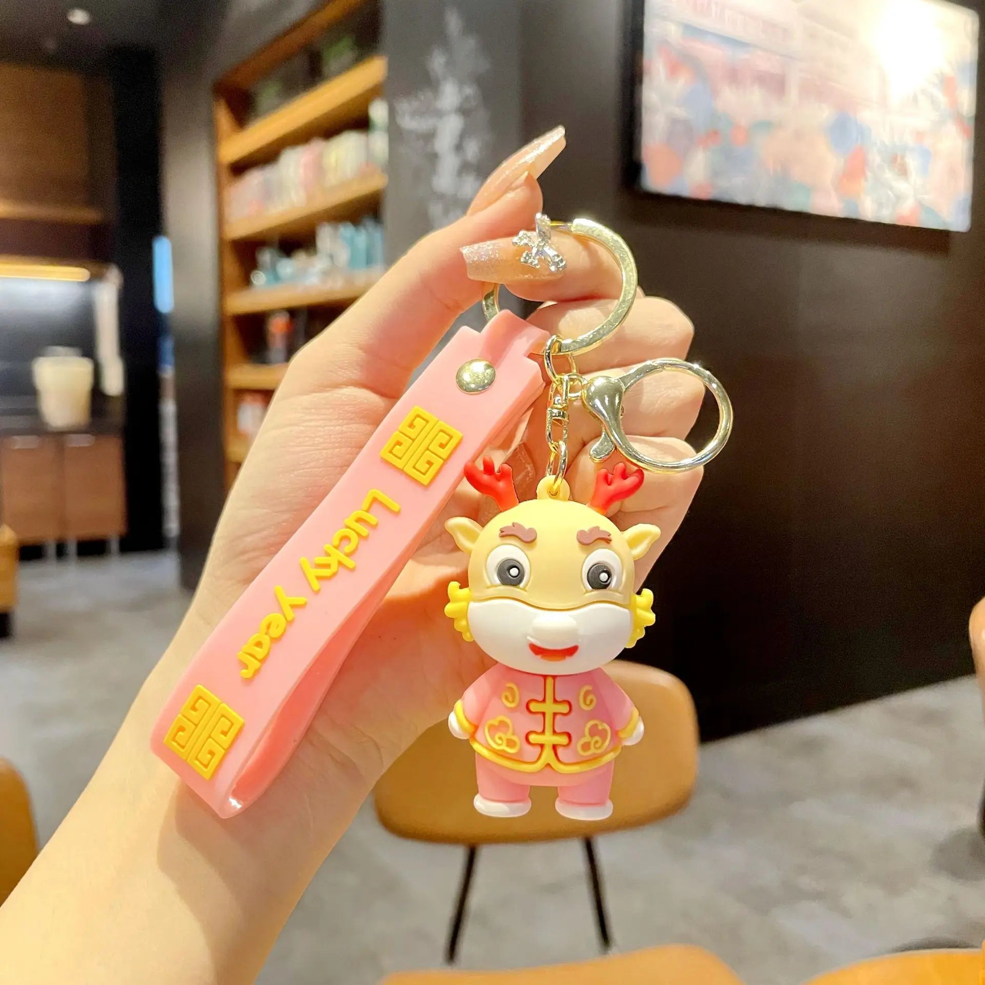 KTX-060563 Cute Dragon Keychain Pendant - 3D PVC Lion Dance Ornament for Keys